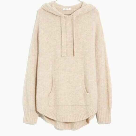 Madewell Neutral Alpaca Wool Hoodie Relaxed Fit Lounge Cozy Athleisure Sweater - Picture 1 of 7
